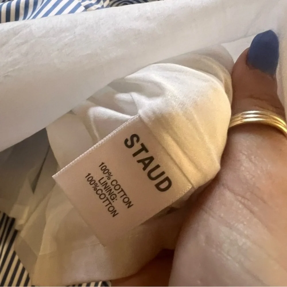 STAUD Blue White Striped Plumeria Long Dress Cottage Cotton‎ Size 00 - Picture 12 of 13